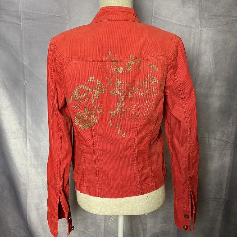 CALVIN KLEIN JEANS CORDUROY JACKET IN SUNSET BRASS BUTTONS DESIGN ON BACK SIZE L